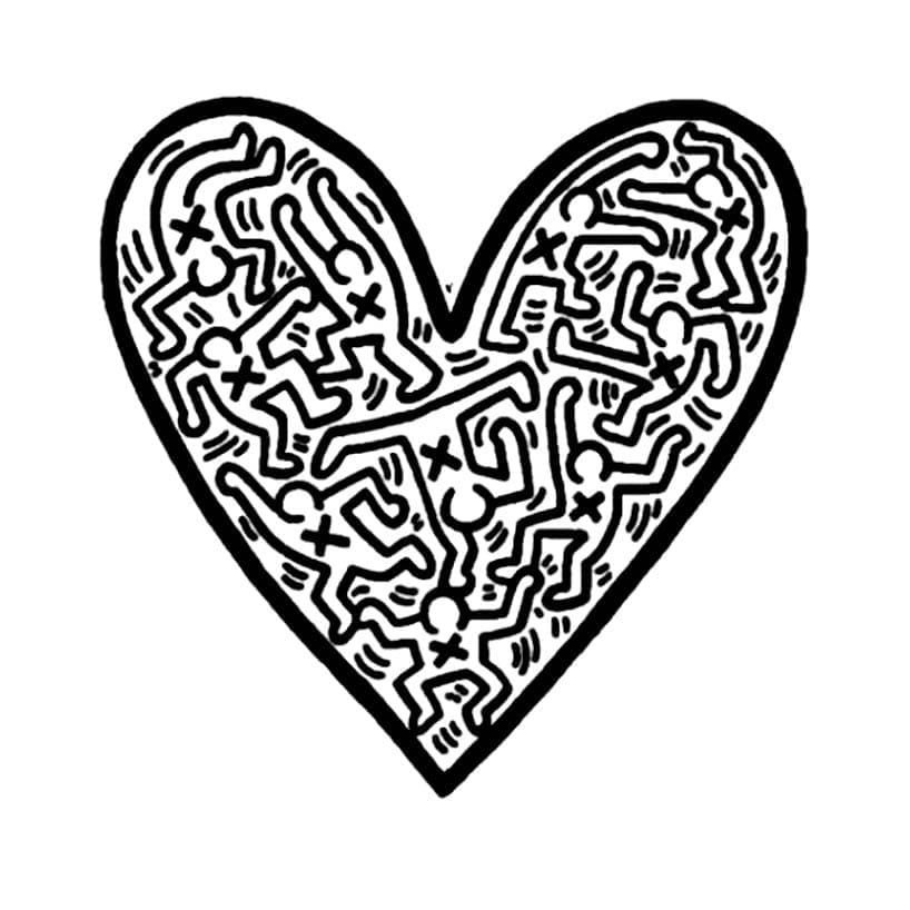 Heart by keith haring coloring page