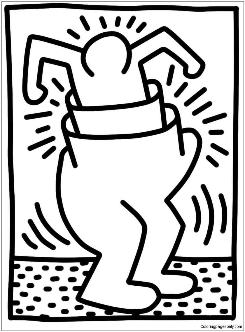 Pop shop figure by keith haring coloring page