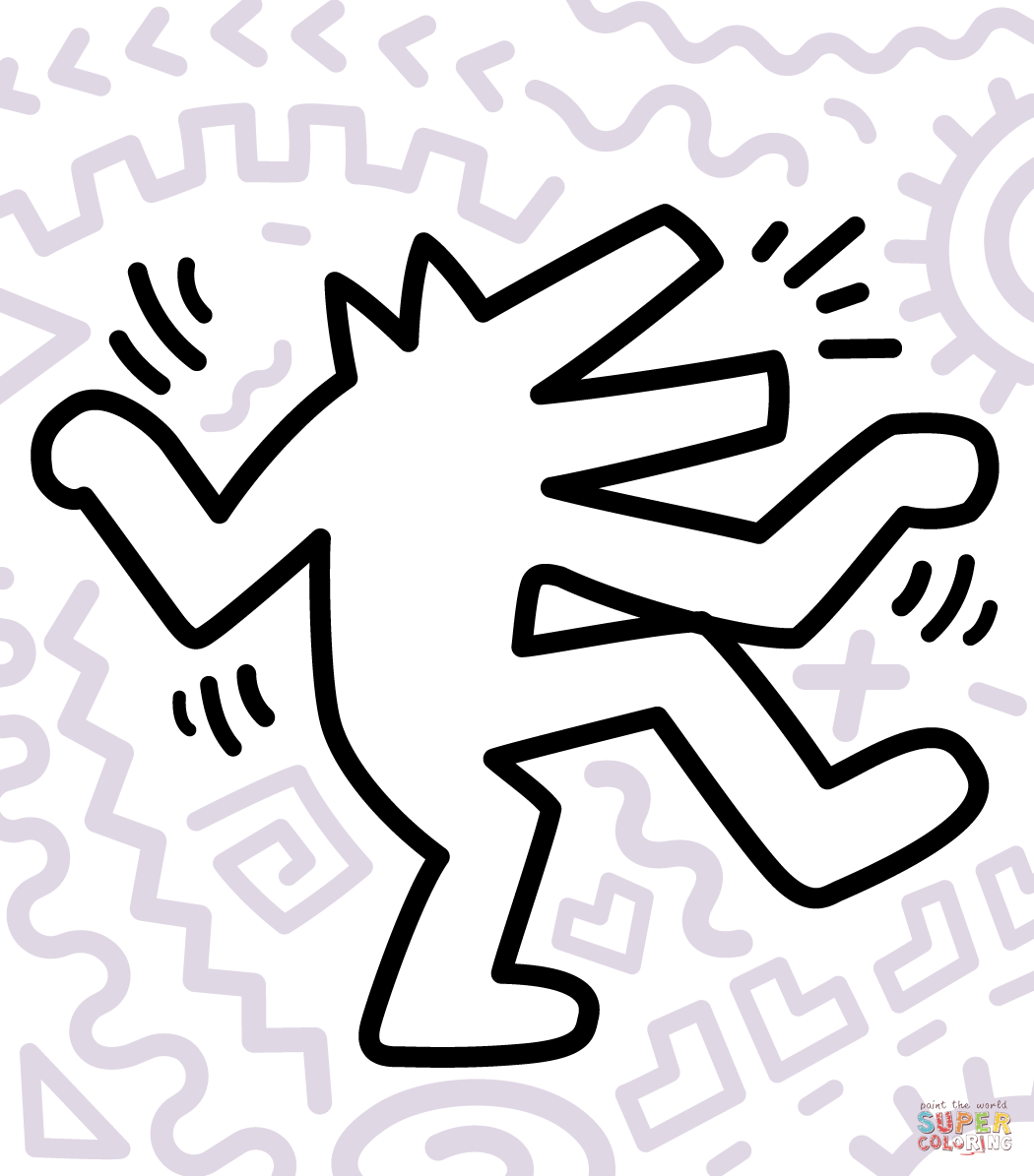 Dancing figure by keith haring coloring page free printable coloring pages