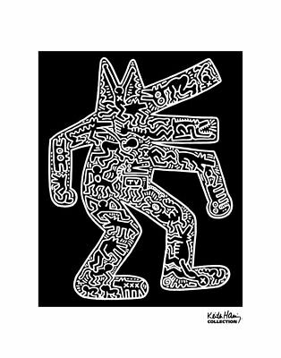 Dog by keith haring art print dancing animal pop poster x