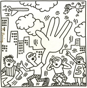 Keith haring five clouds lithograph