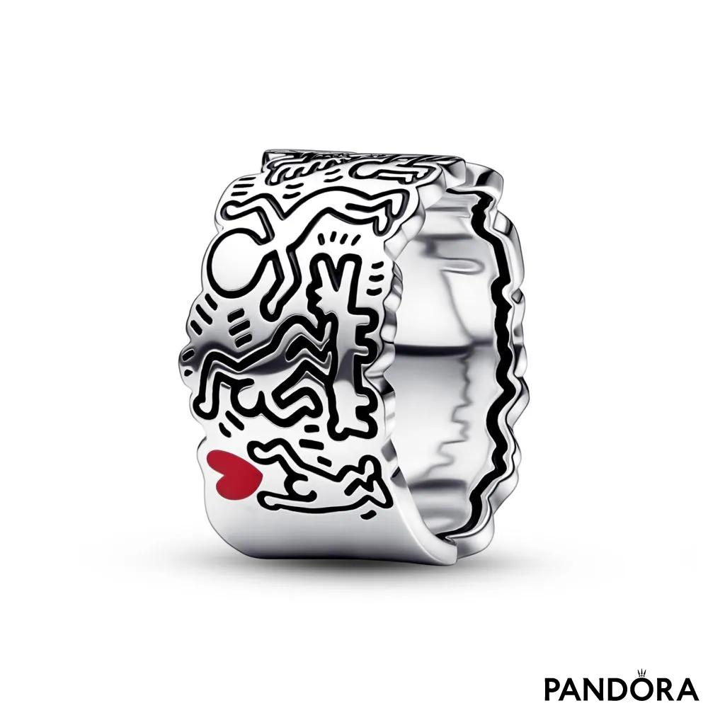 Keith haringâ x pandora line art love people wide ring pandora