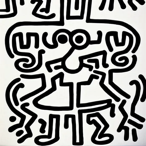 A dancing dog with glasses by keith haring detled stable diffusion