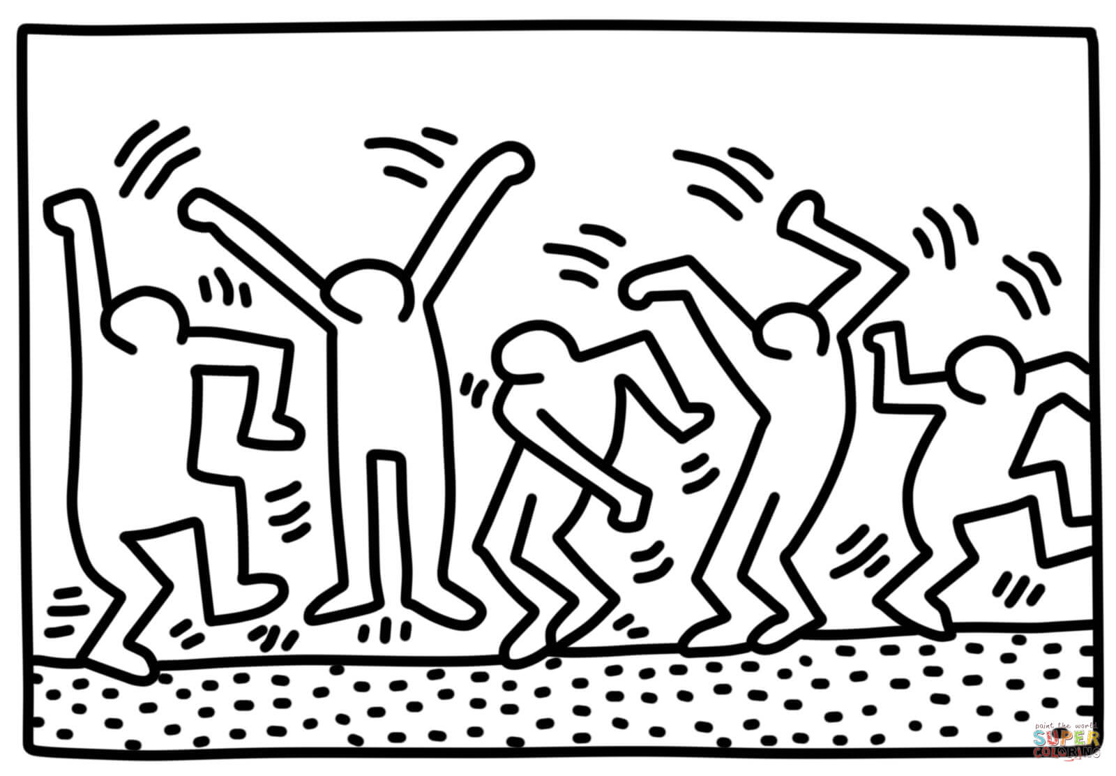 Dancing figures by keith haring coloring page free printable coloring pages