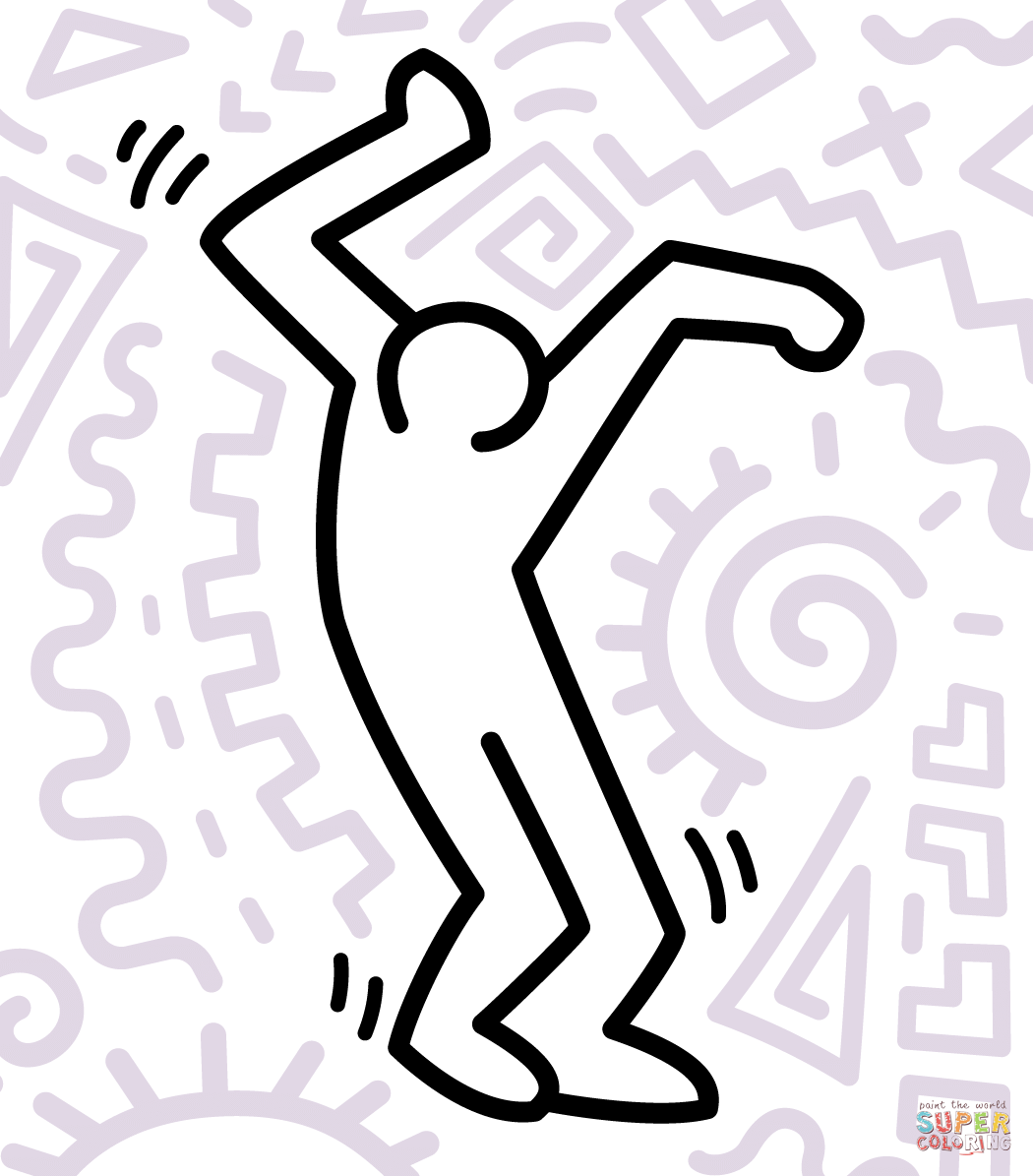 Dancing figure by keith haring coloring page free printable coloring pages