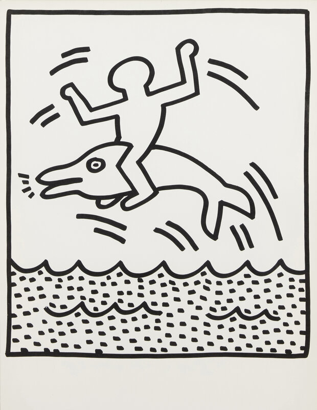 Keith haring untitled dolphin and crowd