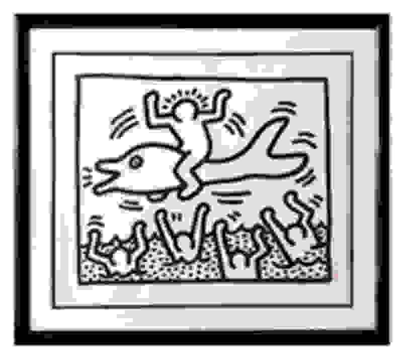 Keith haring man on dolphin