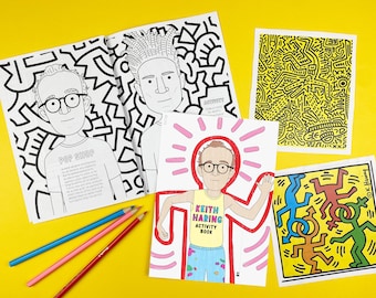 Printable keith haring activity book biography drawing activities coloring download now