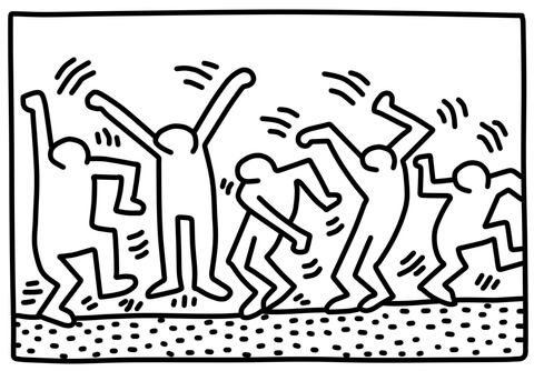 Dancing figures by keith haring coloring page free printable coloring pages coloriage figuratif keith haring