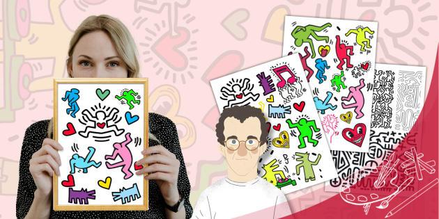 Keith haring inspired art challenge and collage activity