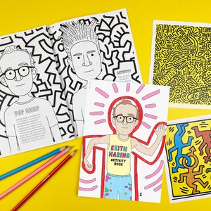 Printable keith haring activity book biography drawing activities coloring download now