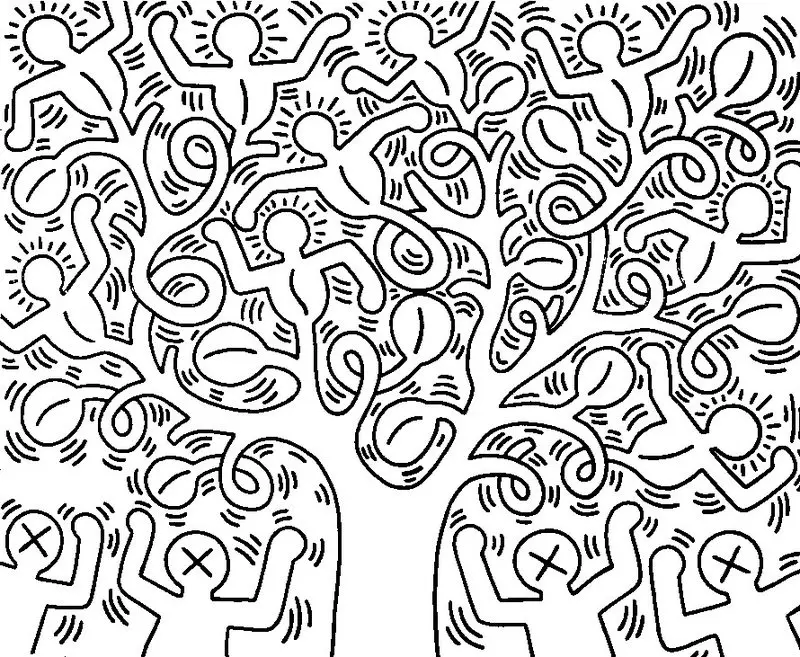 Coloring pages for adults keith haring printable free to download jpg pdf