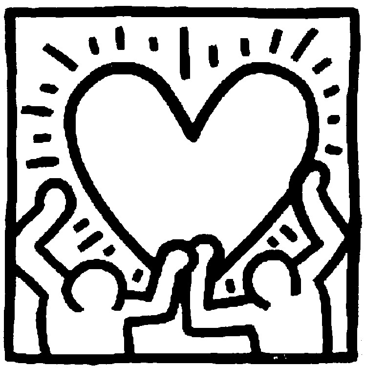 Coloring page art famous paintings keith haring heart