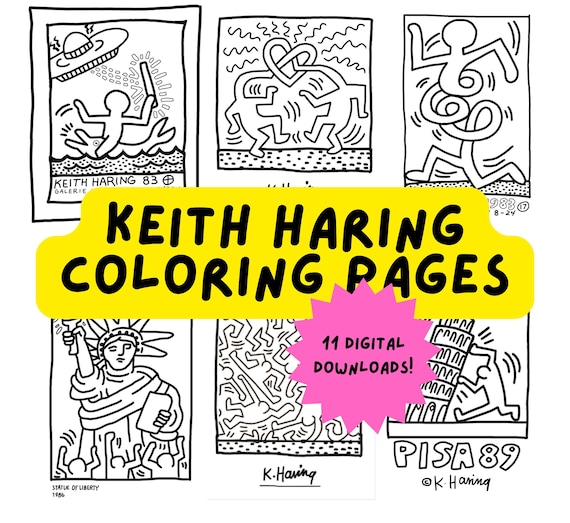 Keith haring art prints coloring pages art history art teacher art lover adult coloring book sub lesson early finisher download now