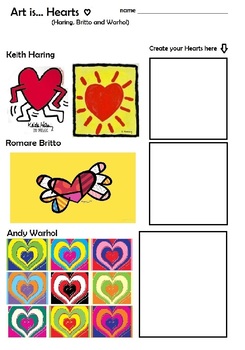 Pop hearts haring britto warhol open ended heart templates pages