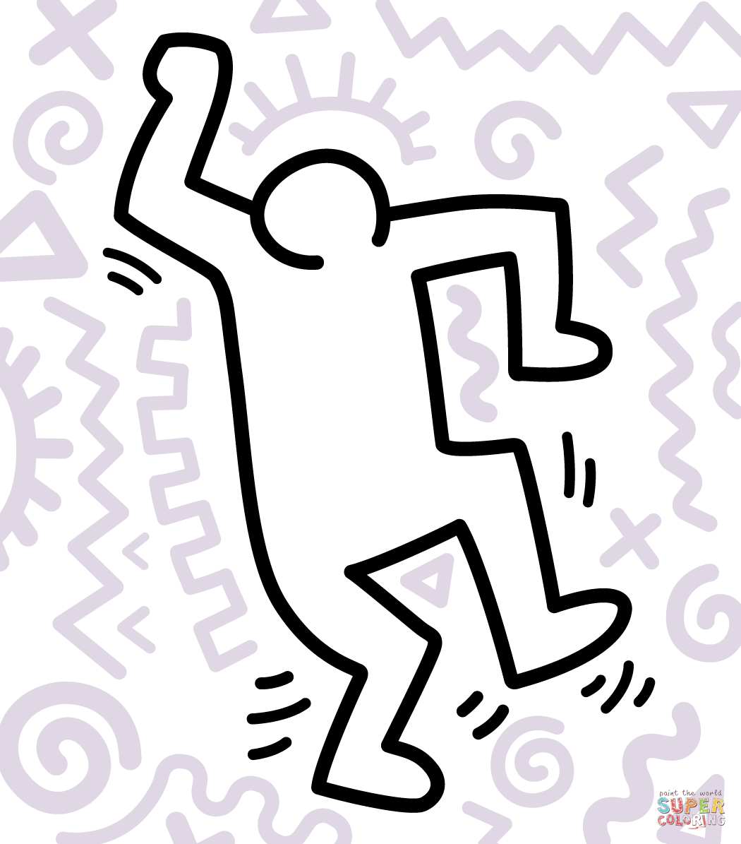 Dancing figure by keith haring coloring page free printable coloring pages