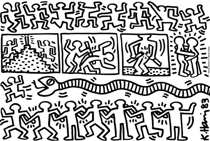 Coloring page created from a keith haring painting keith haring art keith haring haring art