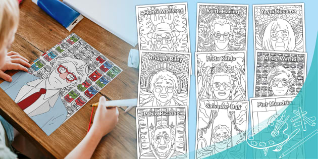 World art day famous artists portraits colouring activity