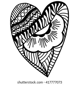 Doodles keith haring inspired pattern heart stock illustration