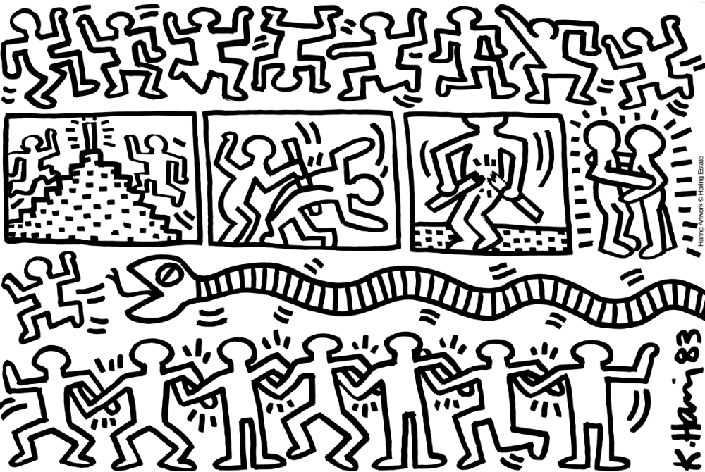 Coloring page created from a keith haring painting keith haring art keith haring haring art