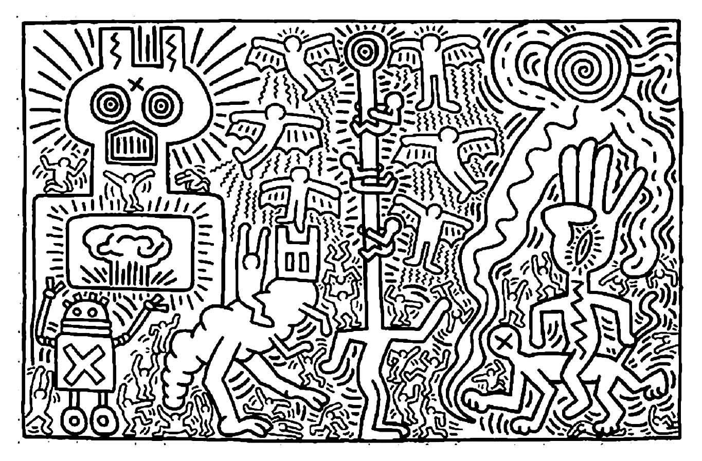 Free keith haring drawing to download and color