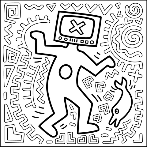 Keith haring style coloring page free printable coloring pages