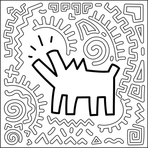 Keith haring style coloring page free printable coloring pages