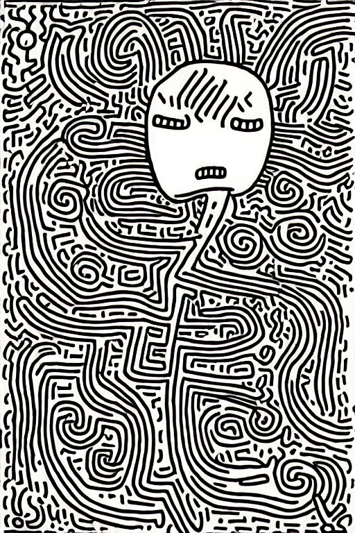 Junji ito x keith haring collaboration art staring girl