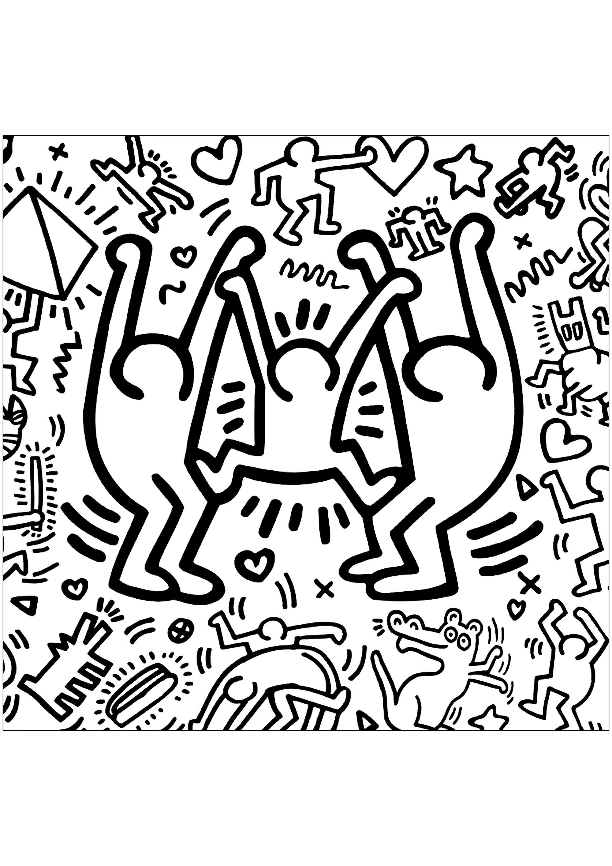 Keith haring happy characters squared