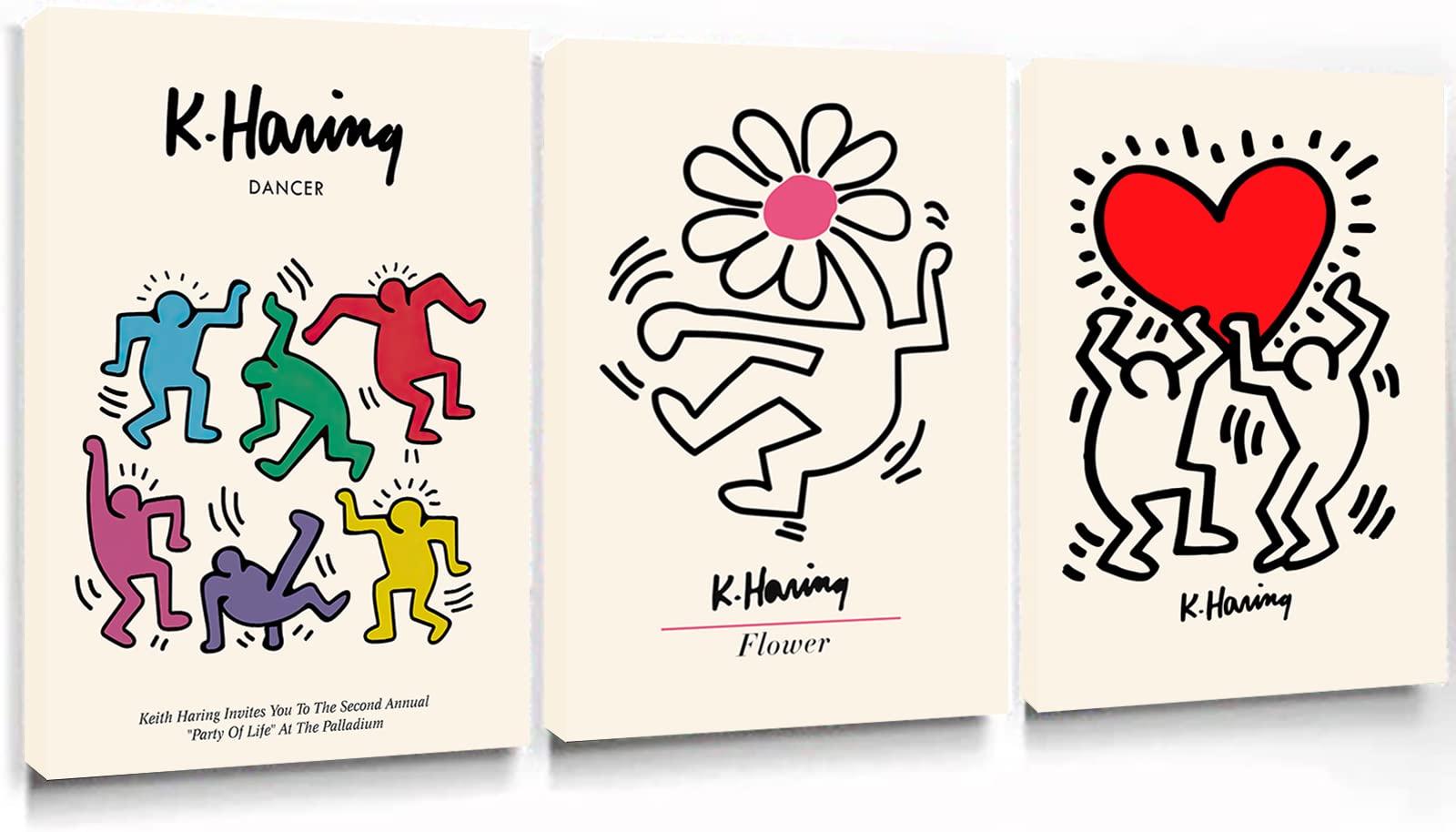 Keith haring wall art dancing flower posters street art prints keith haring love painting keith haring art pictures exhibition poster pop art prints for office living room xinch unframedb home