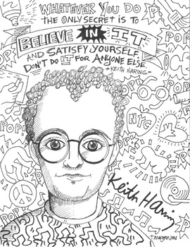 Keith haring coloring sheet by the lost sock art teacher tpt