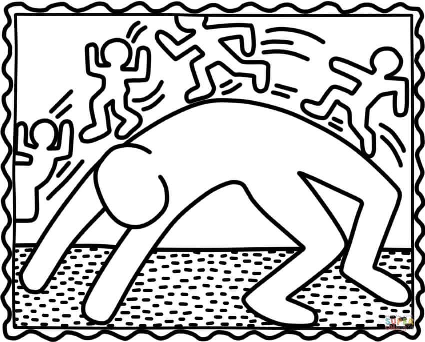 Bridge exercise by keith haring coloring page free printable coloring pages