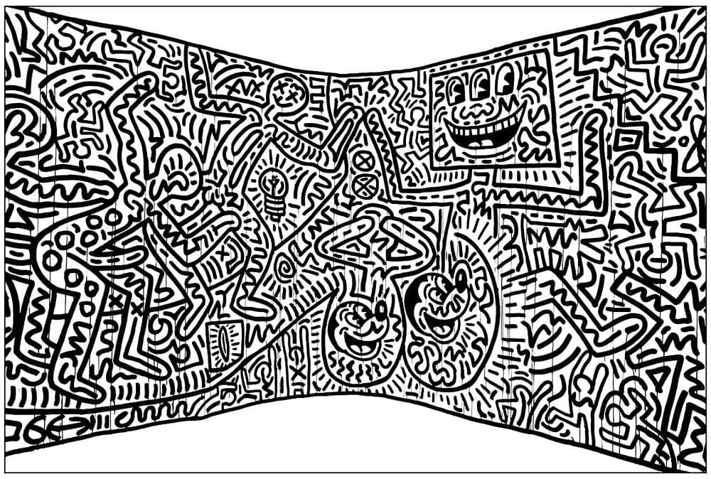 Keith haring art for adults coloring page