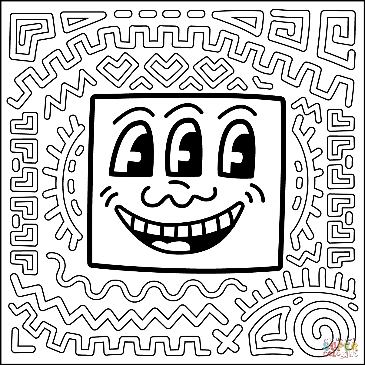 Keith haring style coloring page free printable coloring pages