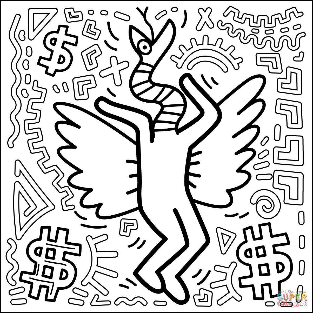 Keith haring style coloring page free printable coloring pages