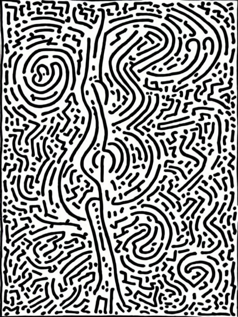 Keith haring art of acorn that turns into a tree in stable diffusion