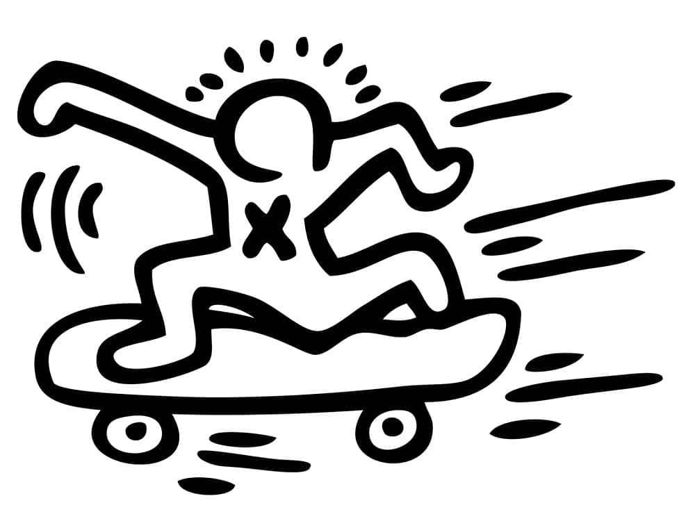 Skateboard by keith haring coloring page