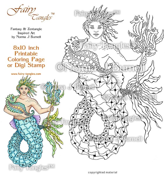 Kelp merman printable coloring pages by norma j burnell