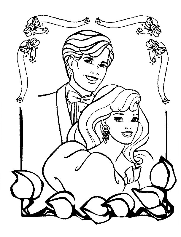 Coloring barbie page with her boyfriend ken to print out or color online