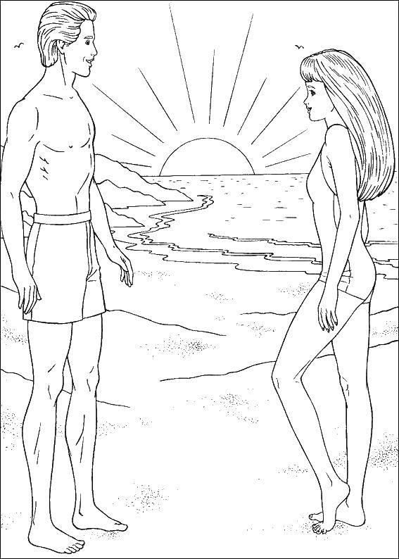 Online coloring pages coloring page barbie and ken on the beach barbie download print coloring page