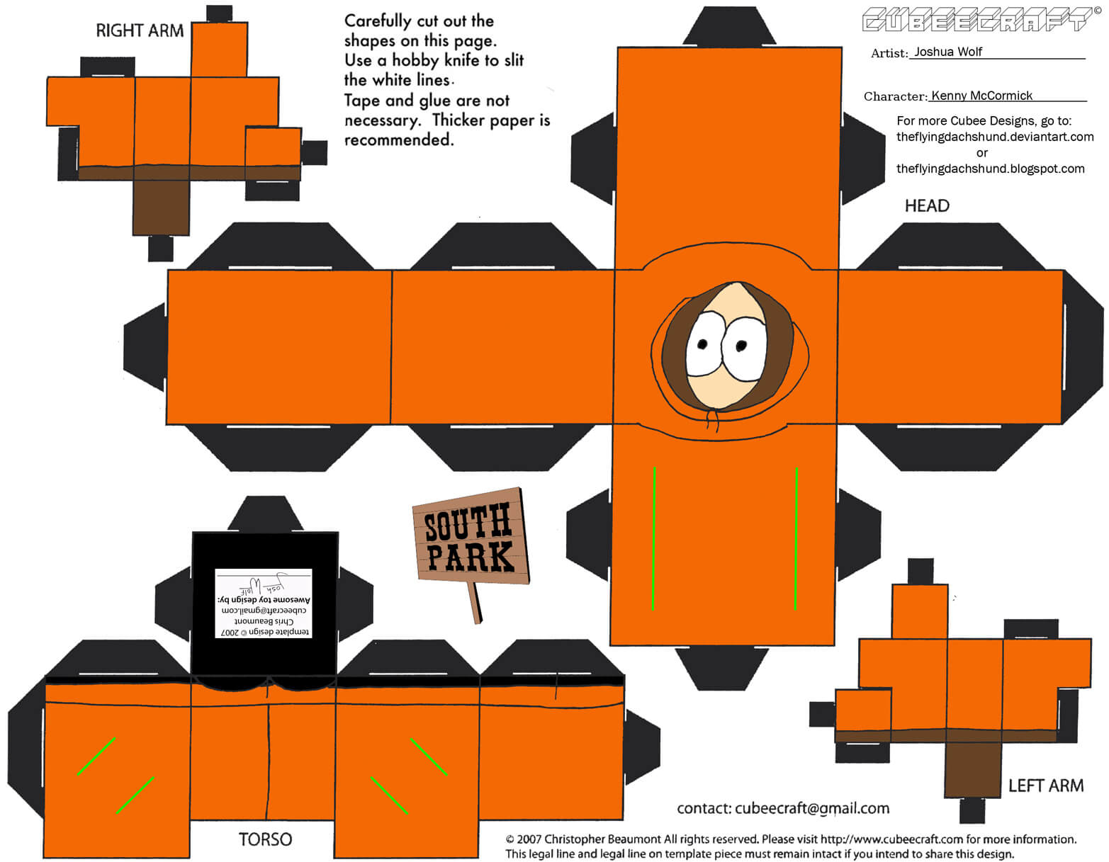 Kenny mccormick paper toy free printable papercraft templates