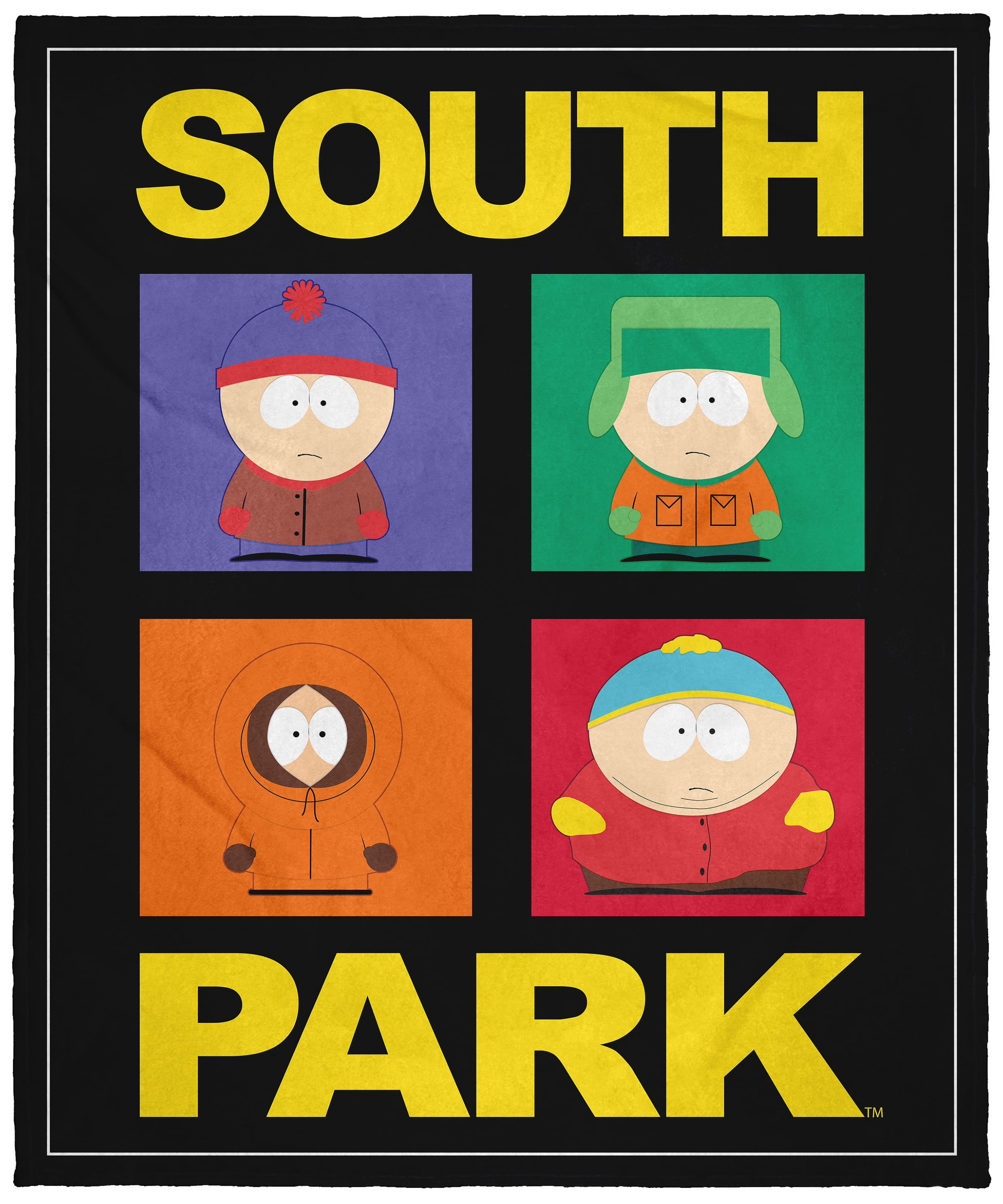 South park stan marsh kyle cartman kenny mccormick color frames throw blanket