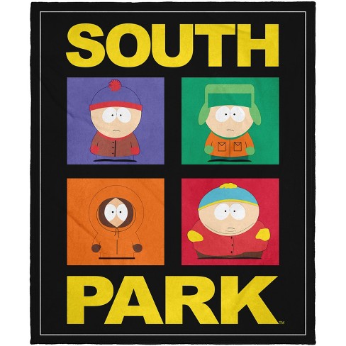 South park stan marsh kyle cartman kenny mccormick color frames throw blanket multicoloured