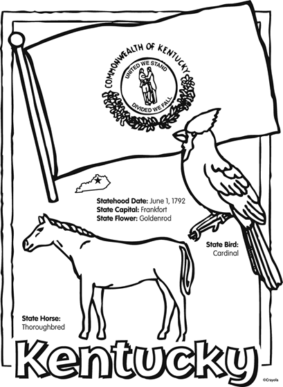 State of kentucky free coloring page