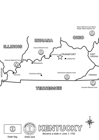 Map of kentucky coloring page free printable coloring pages