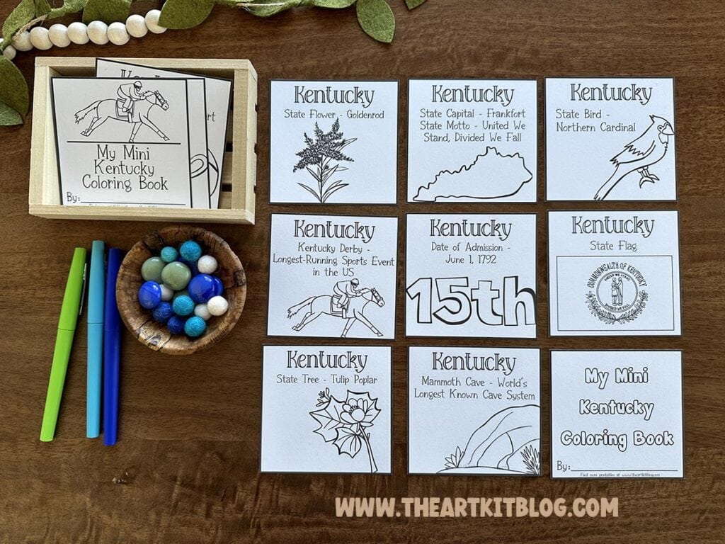 Mini kentucky coloring pages free printables â the art kit