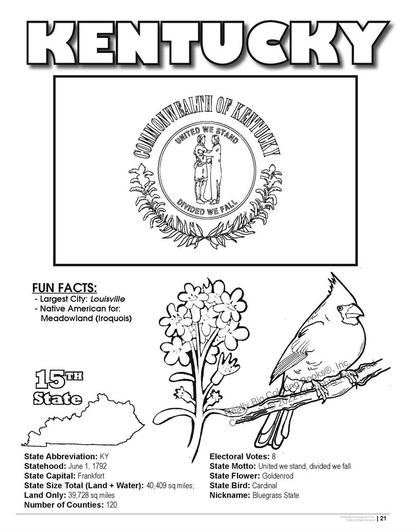 Kentucky state coloring book x