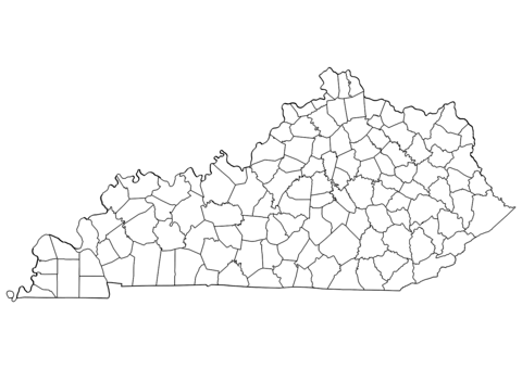 Outline map of kentucky counties coloring page free printable coloring pages