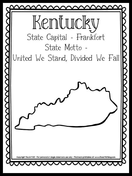 Kentucky state outline coloring page free printable â the art kit