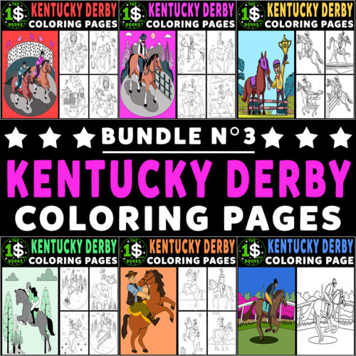 Kentucky derby day coloring book bundle n